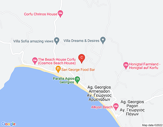 Dora Ferienwohnung 3 – in ruhiger Lage nur 300m vom Sandstrand entfernt – in der Bucht von Agios Geo map image
