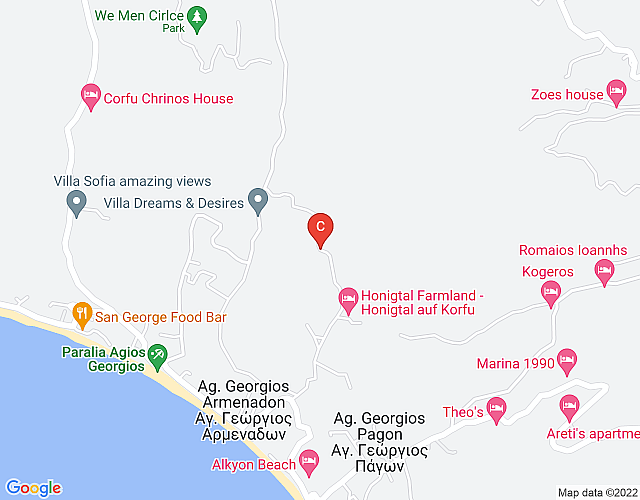 Skaros Appartement  im Honigtal auf Korfu map image